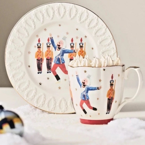 NEW SET OF 2 Anthropologie New York City Ballet NutcrackerSOLDIER Plate & Mug